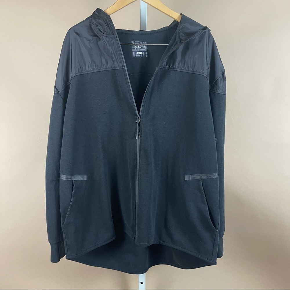 Tec - Active Fleece Size 2X XXL Hooded Zip Jacket Hiking Running Outdoor